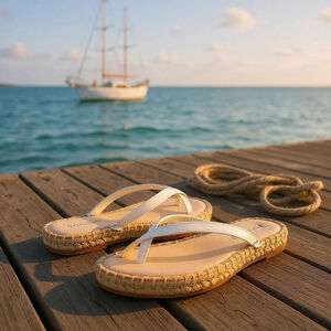 Madden Girl Toe Flip Flop Espadrilles Sandals California Style WHITE 9.5 M